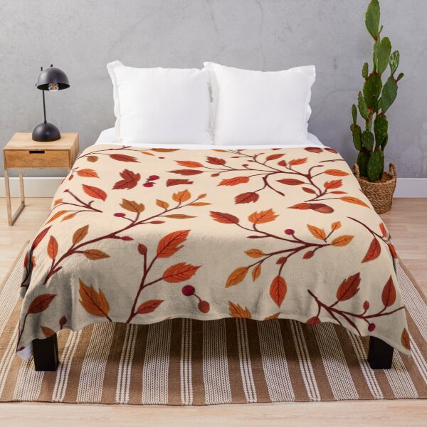 Item preview, Cozy Autumn Leaves Branches and Acorns Pattern Warm Fall Botanical Art designed and sold by LYAN-STORE.