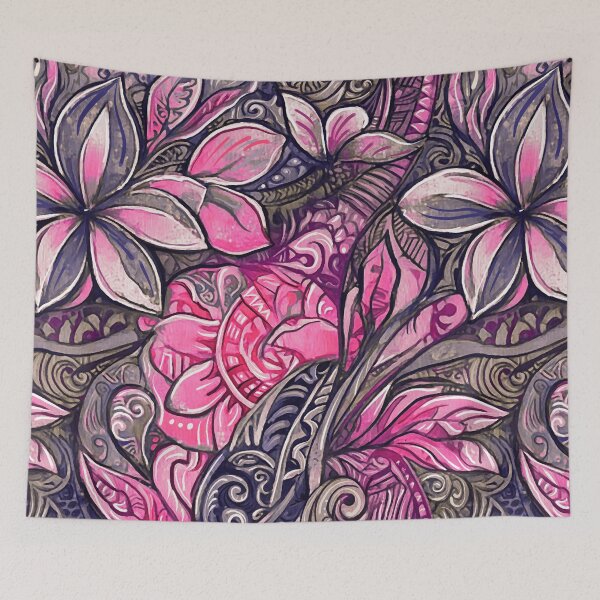 Item preview, Pink Tropical Tribal Floral Pattern designed and sold by sunnthreads.