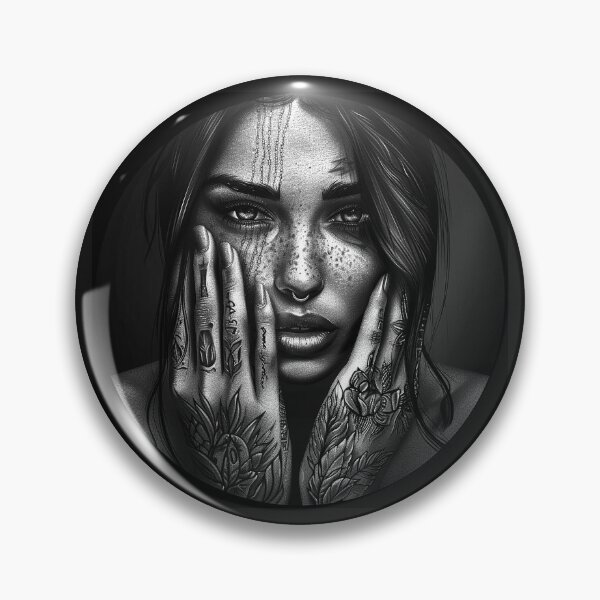 Item preview, Tattooed Woman with Freckles Monochrome Alternative Portrait designed and sold by inkoutninja.