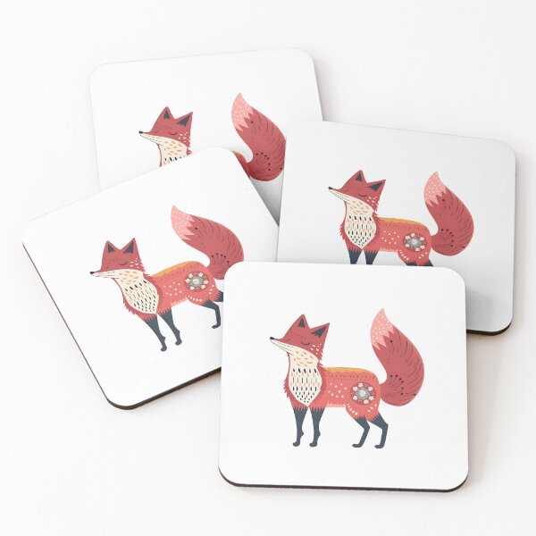 Item preview, Scandinavian Folk Art, Floral Fox designed and sold by xiao xuans.