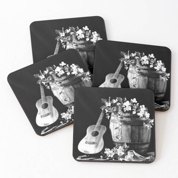 Item preview, Acoustic Guitar and Flower Barrel Rustic Country Music Art designed and sold by inkoutninja.