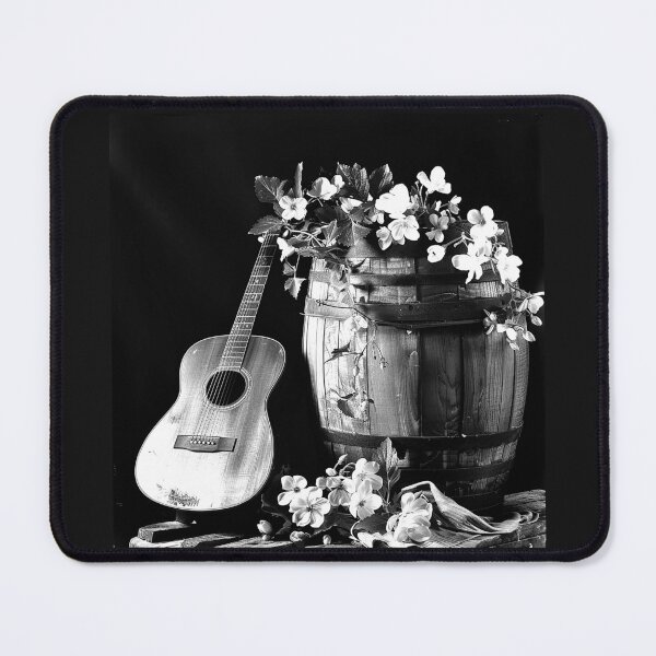 Item preview, Acoustic Guitar and Flower Barrel Rustic Country Music Art designed and sold by inkoutninja.