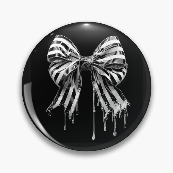 Item preview, Dripping Striped Bow Gothic Black and White Ribbon Art designed and sold by inkoutninja.