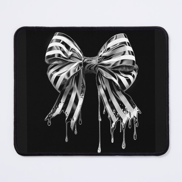 Item preview, Dripping Striped Bow Gothic Black and White Ribbon Art designed and sold by inkoutninja.