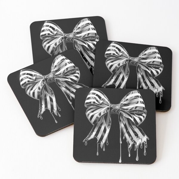 Item preview, Dripping Striped Bow Gothic Black and White Ribbon Art designed and sold by inkoutninja.