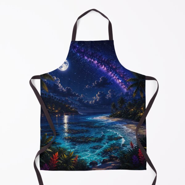 Item preview, Cosmic Full Moon Tropical Beach Neon Nightscape Art designed and sold by Nexus Space.