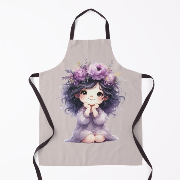 Item preview, Cute Lavender Girl Watercolor Kawaii Illustration designed and sold by Sela Art .