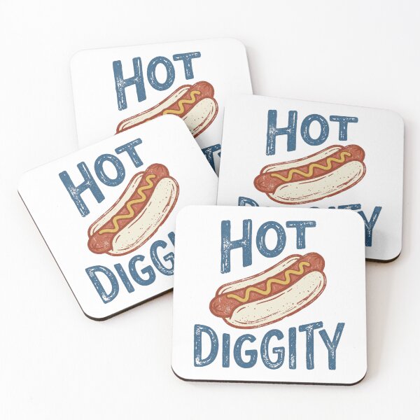 Item preview, Hot Diggity Retro Vintage Hot Dog Foodie Pun designed and sold by raedattia.