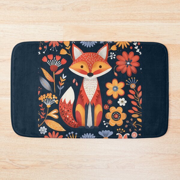 Item preview, Scandinavian Folk Art, Floral Fox designed and sold by xiao xuans.