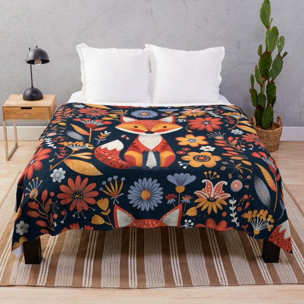 Item preview, Scandinavian Folk Art, Floral Fox designed and sold by xiao xuans.