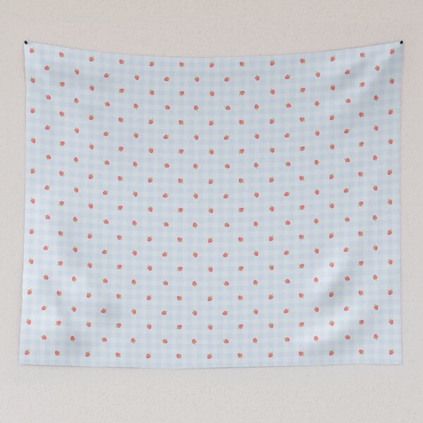 Item preview, Blue gingham with tiny strawberries designed and sold by Mohu Store.