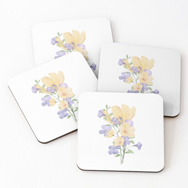 Item preview, Yellow and Purple Pastel Watercolor Flower Bouquet designed and sold by PrettiPrintts.