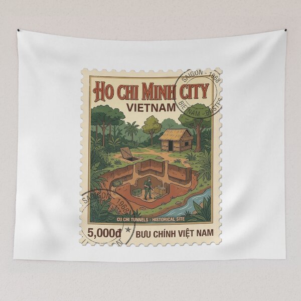 Item preview, Vietnam Cu Chi Tunnels Vintage Travel Stamp designed and sold by k3rstman1.