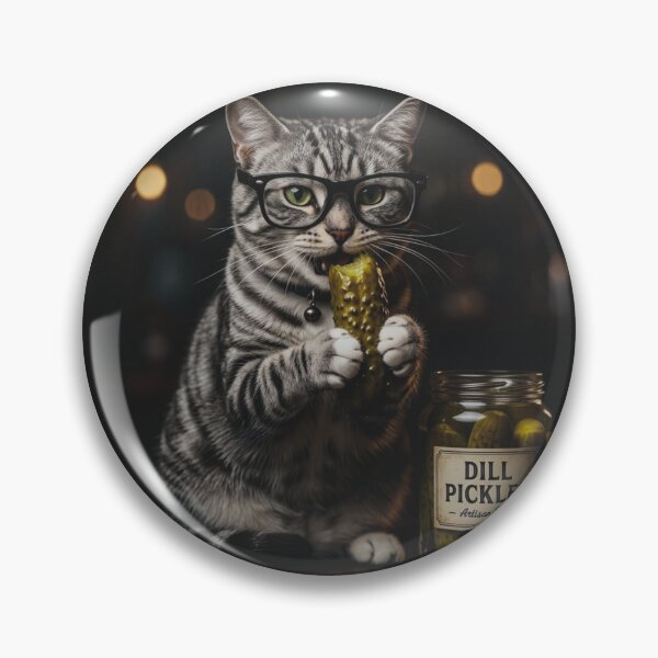 Item preview, Cute Cat Eating A Dill Pickle Wearing Glasses Funny Animal Meme designed and sold by raedattia.