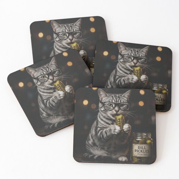 Item preview, Cute Cat Eating A Dill Pickle Wearing Glasses Funny Animal Meme designed and sold by raedattia.