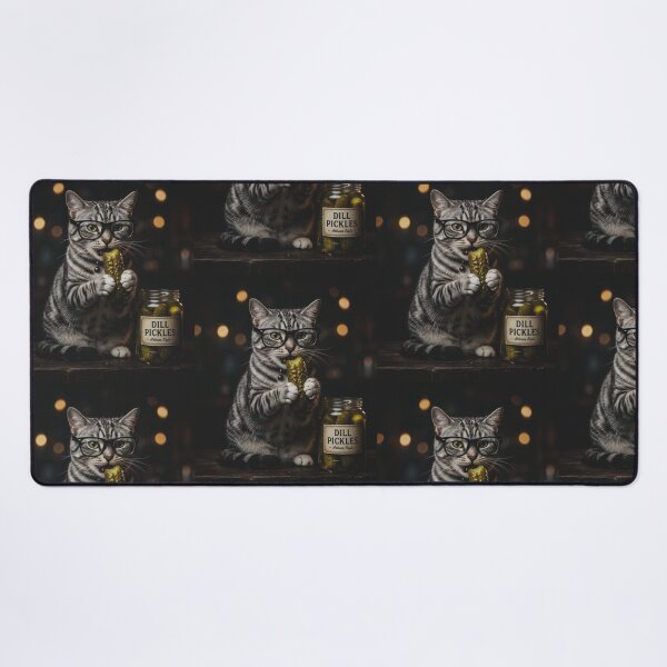 Item preview, Cute Cat Eating A Dill Pickle Wearing Glasses Funny Animal Meme designed and sold by raedattia.