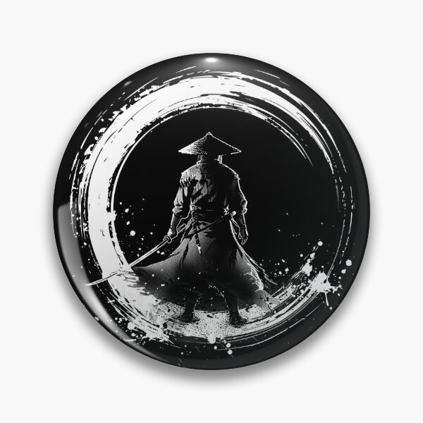 Item preview, Samurai Warrior in Enso Circle Black and White Katana Art designed and sold by inkoutninja.