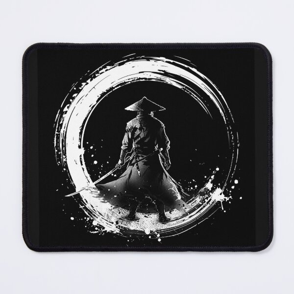 Item preview, Samurai Warrior in Enso Circle Black and White Katana Art designed and sold by inkoutninja.