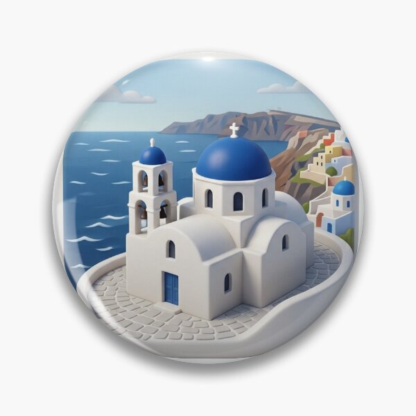 Item preview, Greek island diorama featuring white stone houses with blue domes designed and sold by VerizalShop.