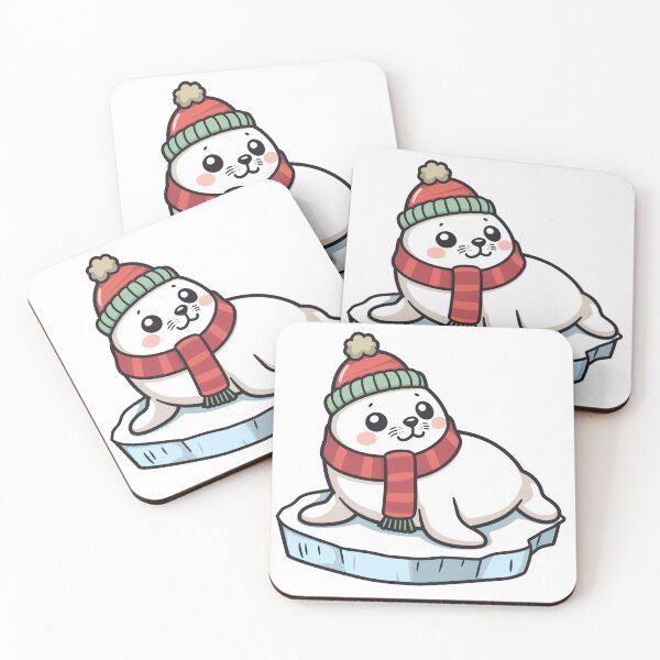 Item preview, For the Love Of Winter Wildlife - Cute Weddell Seal with Beanie & Scarf designed and sold by pawsome purrfect.
