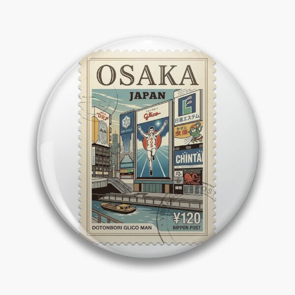 Item preview, Vintage Osaka Japan Dotonbori Glico Man Travel Stamp designed and sold by k3rstman1.