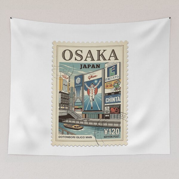 Item preview, Vintage Osaka Japan Dotonbori Glico Man Travel Stamp designed and sold by k3rstman1.