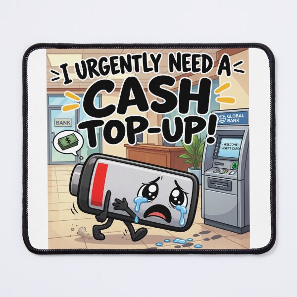 Item preview, I urgently need to top up my cash. Strange low battery. designed and sold by Nela-&-Lena.