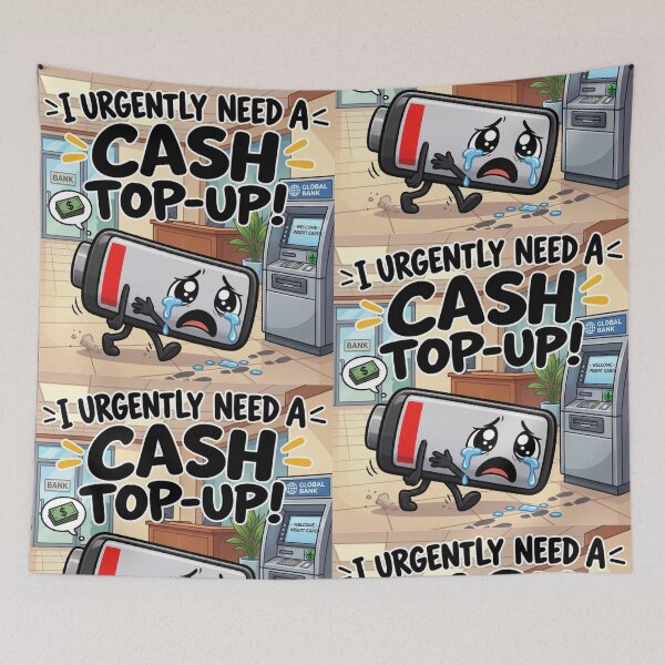 Item preview, I urgently need to top up my cash. Strange low battery. designed and sold by Nela-&-Lena.