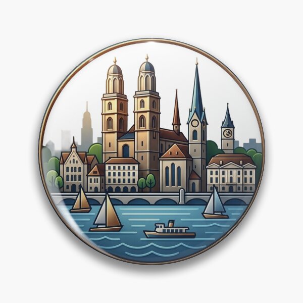 Item preview, Paisaje urbano de Zúrich al atardecer. designed and sold by VerizalShop.