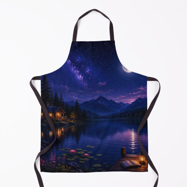 Item preview, Cosmic Full Moon Mountain Lake Dock Cabin Art designed and sold by Nexus Space.