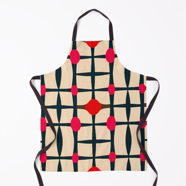 Item preview, Mid-Century Modern Geometric Grid - Retro Red & Cream Pattern designed and sold by UniqueDesign751.