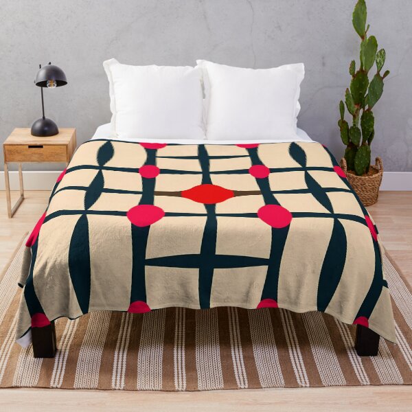 Item preview, Mid-Century Modern Geometric Grid - Retro Red & Cream Pattern designed and sold by UniqueDesign751.