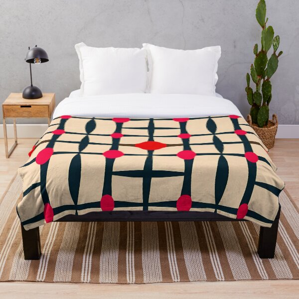 Item preview, Mid-Century Modern Geometric Grid - Retro Red & Cream Pattern designed and sold by UniqueDesign751.
