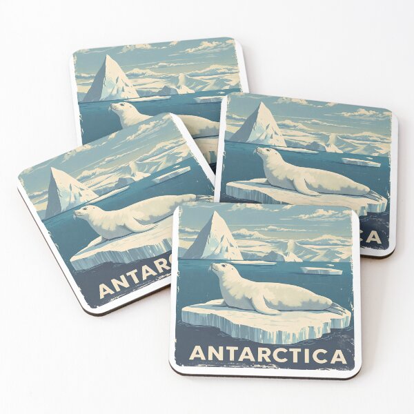 Item preview, Antarctica Polar Expedition Travel Poster - Vintage Weddell Seal & Ice designed and sold by pawsome purrfect.