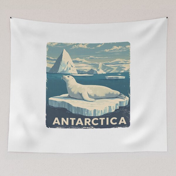 Item preview, Antarctica Polar Expedition Travel Poster - Vintage Weddell Seal & Ice designed and sold by pawsome purrfect.