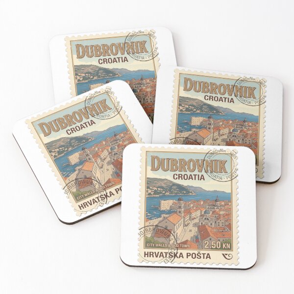 Item preview, Vintage Dubrovnik Croatia City Walls Travel Stamp designed and sold by k3rstman1.