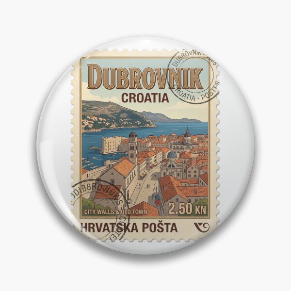 Item preview, Vintage Dubrovnik Croatia City Walls Travel Stamp designed and sold by k3rstman1.