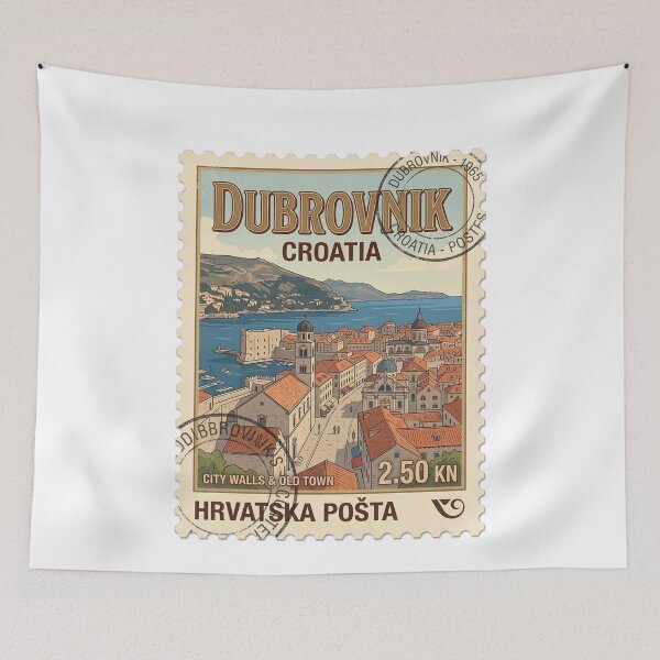 Item preview, Vintage Dubrovnik Croatia City Walls Travel Stamp designed and sold by k3rstman1.