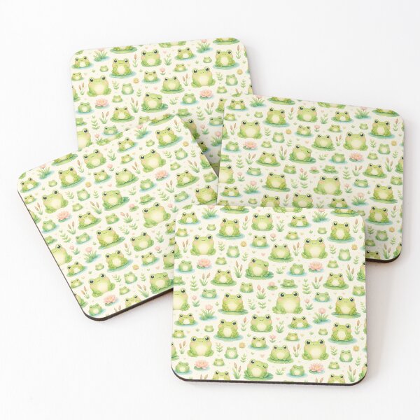 Item preview, Kawaii Frogs • Cute Pastel Seamless Pattern designed and sold by The Digital Compass.