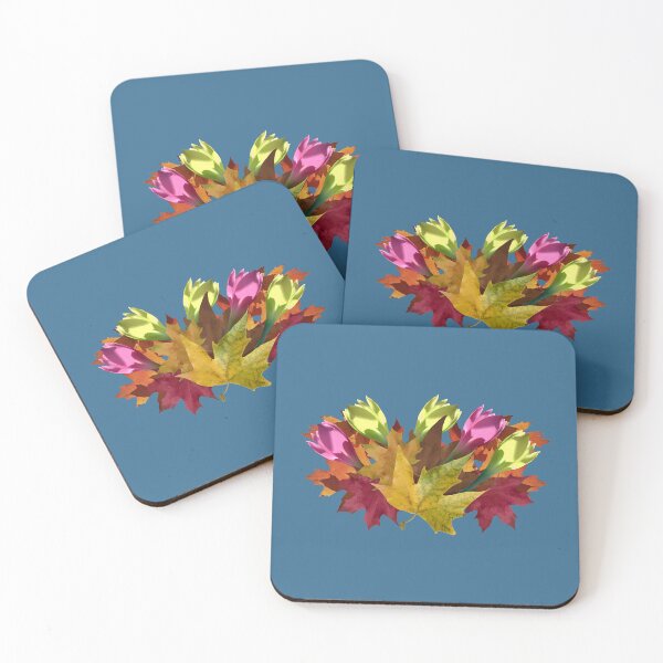 Item preview, Autumn bouquet with leaves and pink and yellow flowers designed and sold by mariya-ivanova.