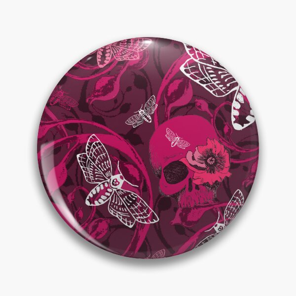 Item preview, Glamorously Gothic Darkest deep red Double Scroll With Moths And Skulls designed and sold by LisaLeQuelenec.