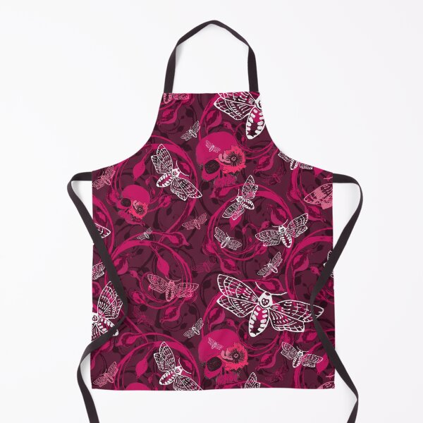 Item preview, Glamorously Gothic Darkest deep red Double Scroll With Moths And Skulls designed and sold by LisaLeQuelenec.