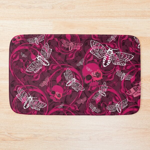 Item preview, Glamorously Gothic Darkest deep red Double Scroll With Moths And Skulls designed and sold by LisaLeQuelenec.