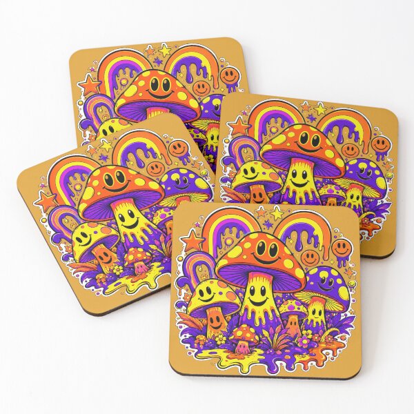 Item preview, Vibrant Dopamine Psychedelic Smiling Mushrooms Melting Rainbow designed and sold by W&RParadise.