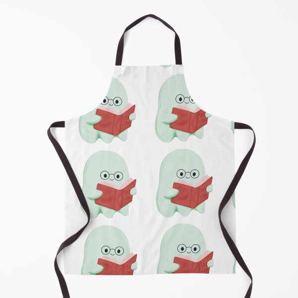 Item preview, Cute Mint Green Reading Ghost with Red Book Whimsical Illustration designed and sold by StoriesInGrain.