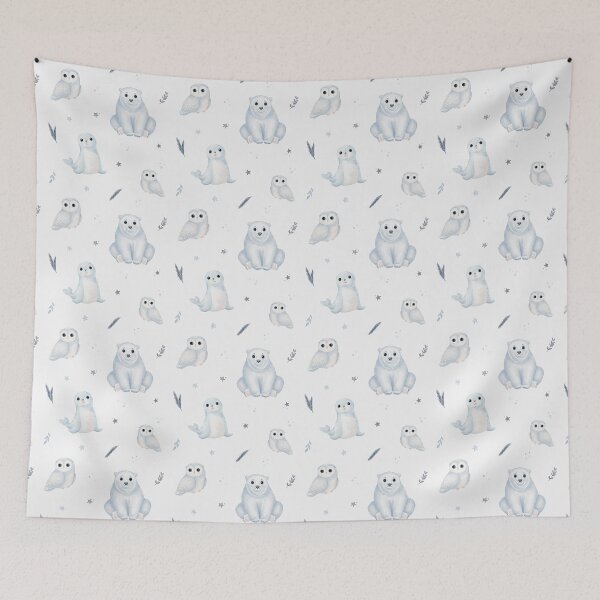Item preview, Cute Watercolor Arctic Animals Seamless Pattern Nursery Art designed and sold by tetiartlineshop.