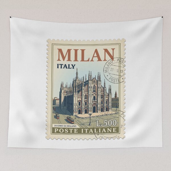 Item preview, Milan Italy Duomo Cathedral Vintage Travel Stamp designed and sold by k3rstman1.