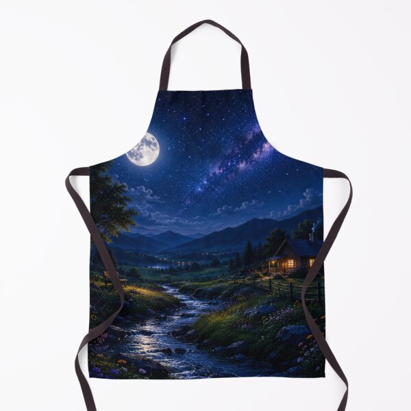 Item preview, Cosmic Full Moon Mountain Stream Meadow Cabin Art designed and sold by Nexus Space.