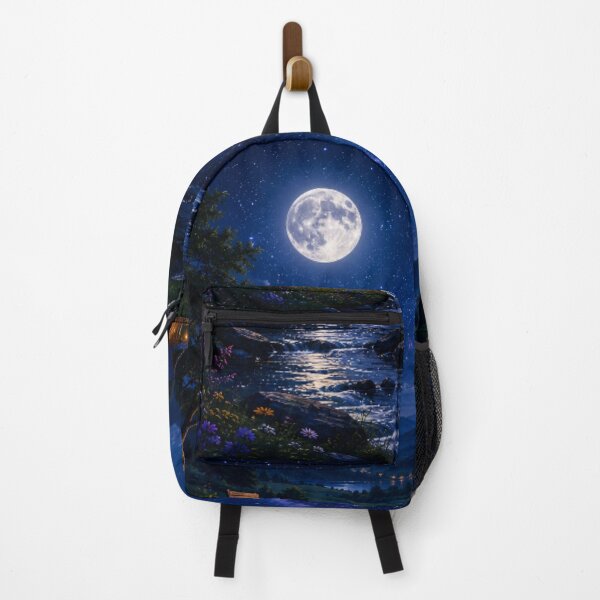 Item preview, Cosmic Full Moon Mountain Stream Meadow Cabin Art designed and sold by Nexus Space.