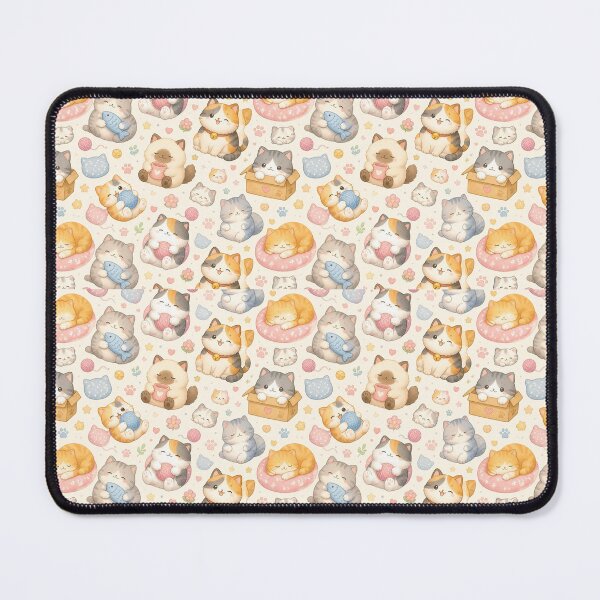 Item preview, Chubby Kawaii Cats • Cute Seamless Pattern designed and sold by The Digital Compass.